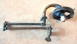 Antique Victorian Gas Wall Sconce Brass Double Swinging Arm Stars Gorgeous 