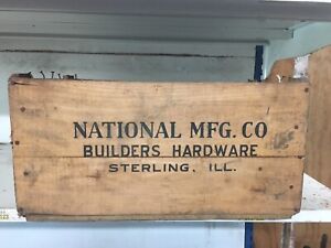 Antique National Manufacturing Company Wood Advertising Crate 18x12x9