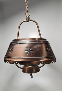 Vintage Mid Century Pendant Hanging Light Chandelier Swag Lamp Copper