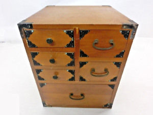 Japanese Style Retro Wooden Small Drawer Accessory Case Mini Chest Antique Japan