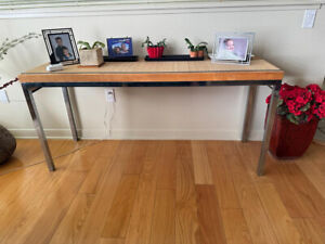 Vintage Knoll Style Chrome Butcher Block Desk Table