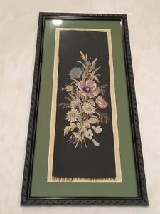 Antique Framed Chinese Silk Embroidery Panel 22x10 In Frame