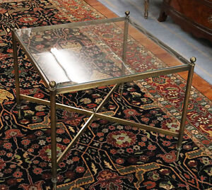 Small Solid Bronze Square French Maison Jansen Style End Coffee Table Beautiful 