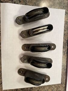 5 Qty Antique Super Duty Andersen Cast Iron Old Window Sash Pulleys