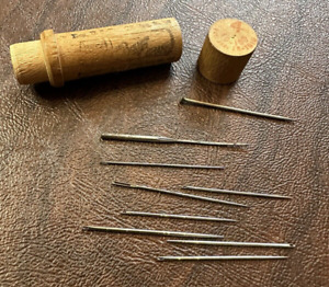1900 S Vintage Boye Needle Co Wood Sewing Needle Case Tube 2 40 100 With Needle