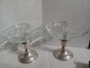 Gorham Sterling Puritan Weighted Candlestick Holders With Glass Bowls 948