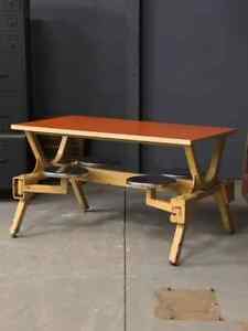Vintage Swing Out Seat Table Industrial Dining Table Four Person Table
