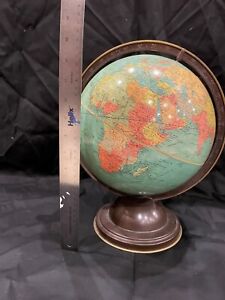 Antique Pre Wwii Replogle Globe 10 Inch Standard Globe With Stand Revolving