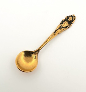 18k Gold Plated Sterling Silver Small Spoon Sugar Serving Spoon Baby Collectors
