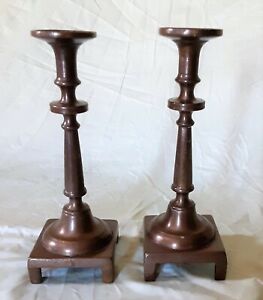 Pair Of Antique Russian Brass Candlesticks Early 18th Century