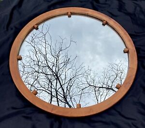 Extra Large Mcm Round Wooden Mirror