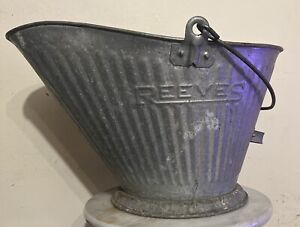 Vintage Fireplace Reeves Coal Ash Bucket Shuttle 17 Galvanized Nice 