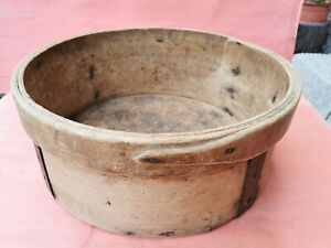 Antique Primitive Old Big Wooden Cup Bowl Measurment Grain Or Flour Krina 19th