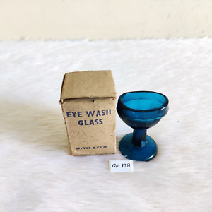 Antique Cyan Blue Glass Eye Wash Cup Unused Ocular Care Collectible Old Gl198