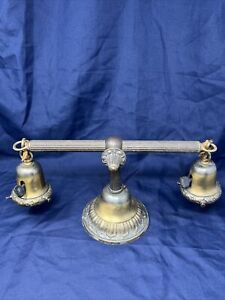Antique Brass Double Lamp Wall Sconce 2 1 4 Shade Fitters Original P S Sockets