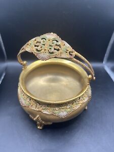 Apollo Silver Company Gold Tone Ornate Pot Cauldron Quadruple Plate