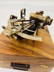 Nautical Sextant 8 Inch With Wooden Box Ship Maritime Navigational Instrument