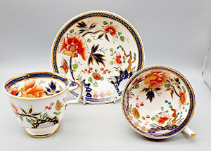 Antique English Porcelain Hicks Meigh Imari Trio Coffee Tea Cup Saucer C1820