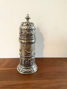 Rare Antique Sterling Silver Muffineer Shaker Repousse England Ridley Hayes