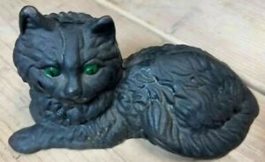 Vintage Cast Iron Doorstop Cat With Green Painted Eyes Great Quality And Detail