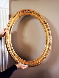 Vintage Large Italian Florentine Oval Giltwood Mirror Painting Frame Only