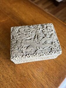 Antique Chinese Carved Early 20th Century Lacquerware Box Ornate Detailed Rare