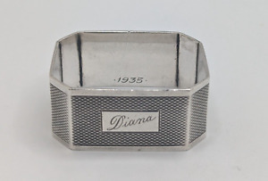 Antique Art Deco Sterling Silver Napkin Ring Diana Name Engraving Dated 1933