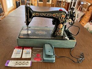 Stunning Singer Sewing Machine Red Eye Model 66 1910 Converted To Electric