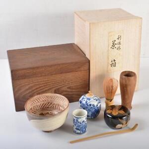 Chabako Wooden Storage Box Japanese Tea Ceremony Sets T 087
