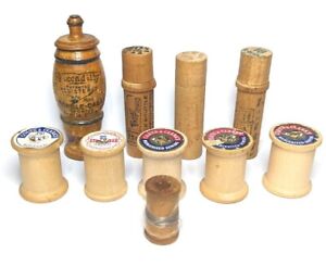 Antique To Vintage Wood Needle Cases And Spools Picadilly Boye Coats Sewing