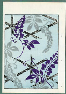 1902 Japanese Shin Bijutsukai Design Orginal Woodblock Wisteria Blue Sky Print