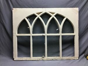 Antique Gothic Arched Window Sash Shabby 34x43 Vintage Chic Old 843 21b