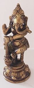 Vintage Bronze Brass Elephant Statue Hindu Ganesh Heavy Sculpture