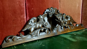 Scroll Hunting Griffin Carving Pediment Antique French Architectural Salvage 37 