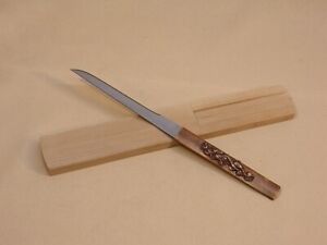 Japanese Sword Kozuka Knife Dragon Design Letter Opener Wooden Case