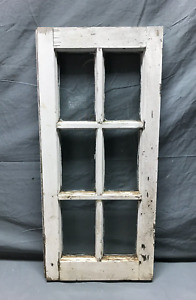Antique 6 Lite Window Sash 13x29 Shabby White Casement Cabinet Old Vtg 1952 23b