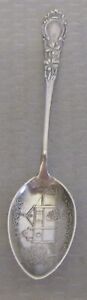 Antique Mission Los Angeles Sterling Silver Souvenir Spoon Horseshoe 4 Demi