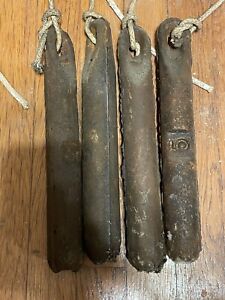 Lot Of 4 Antique Old Cast Iron Window Sash Weights 5 Lbs