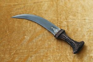 Old Antique Indo Persian Mughal Ottoman Copper Engraved Wootz Jambiya Dagger