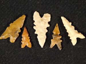 Lot Of Five Nice Eccentric Ancient North African Tidikelt Arrowhead S 4 19