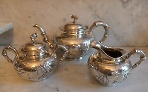Antique Chinese Export Silver Tea Set Signed Zeewo Zee Wo 1890