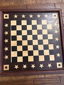 Folk Art Primitive Style Wooden Checker Game Board 12 5 X 12 5 Wall Art