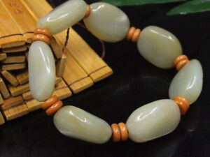 Antique Chinese Nephrite Celadon Hetian Old Jade 7 Pic Bracelet Qing Dynasty8
