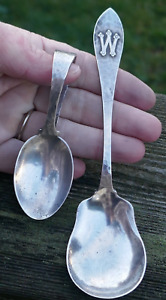 Antique Arts Crafts Hand Hammered Sterling Silver Sugar Spoon Youth Spoon