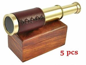 6 Telescope Wooden Box Brass Nautical Spyglass Antique Gift Vintage Lots 5 Pcs 