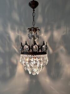 Antique Brass Crystal Small Chandelier Lighting French Fixtures Ceiling Lamp