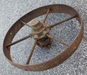 Vintage Cast Iron Wagon Cart Wheel One 16 1 2 Diameter X 2 3 8 Thick
