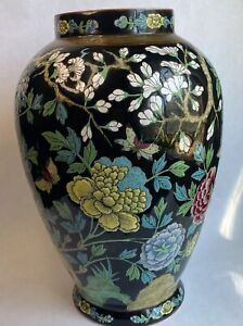Antique Chinese Famille Noire Porcelain Vase Marked