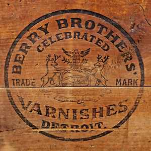 Antique Rustic Primitive Wood Sign Berry Brothers Varnish Old Advertising Crate