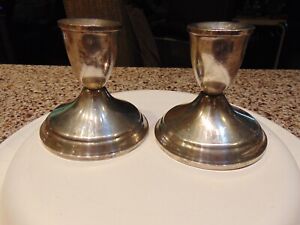 Vintage Set Of 2 Sterling Silver Candle Holders